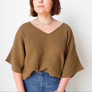 Suunday - Gauze Dolman Top in Tapenade - Size XSmall